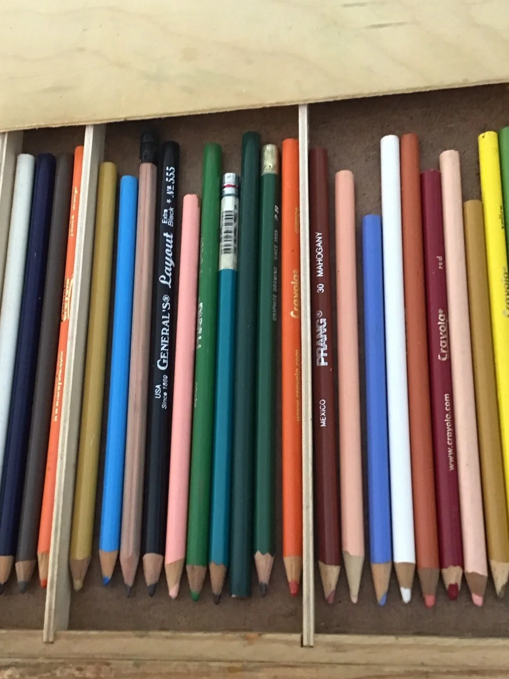 Wooden Pencil Organizer Box - Natural Finish (Natural).   ##
